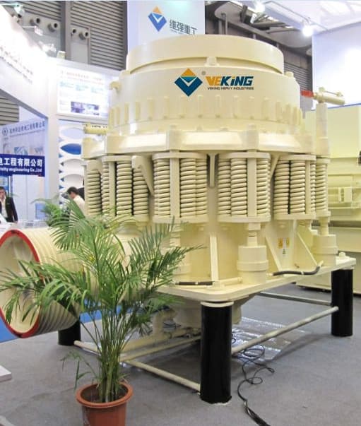 Secondary cone crusher on a fabrication shop floor